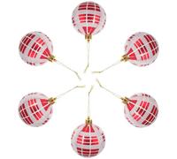 ULTECHNOVO 6pcs Plastic Christmas Tree Balls Hanging Ornaments with Classic Plaid Patterns, Easy Hanging and Quick Removal, for Holiday Decor at Home and Shop