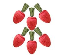 ULTECHNOVO 6pcs Small Animal Chew Strawberry Shape Natural Hay Material Stress Reduction Attention Grabber for Guinea Pig Chinchilla Indoor Cage Play
