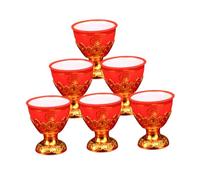 ULTECHNOVO 6Pcs Small Temple Offering Cups Multi Function Decorative Worship Bowls for Meditation Buddhism Rituals and Water Offering with Bright Color and Aging Resistance