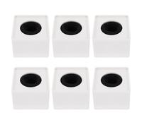 ULTECHNOVO 6pcs White Plastic Cube Microphone Logo Flag Station with Simple Setup and Portable Design for Press Conference and Field Reporting Use