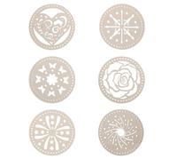 ULTECHNOVO 6pcs Wooden Round Bag Bottom Shaper 6' with Hollow Heart Floral Butterfly Patterns, DIY Circle Shape Basket Base for Crochet and Knitting Handbag Making Accessories