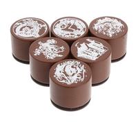 ULTECHNOVO 6Pcs Wooden Stamp Seal Set for DIY Scrapbooking, Diary Planner and Card Making, Random Style Decorative Wooden Hand Account Stamps for Crafting