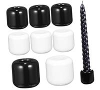 ULTECHNOVO 8 Pcs Ceramic Spell Candle Holders Small Round Chime Candle Holders Stable Flat-bottom Design Black and White Minimalist Home Desktop Decor for Rituals and Table Centerpiece