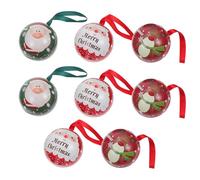 ULTECHNOVO 8pcs Christmas Tinplate Candy Ball Boxes Hanging Decor Reusable Iron Candy Storage with Christmas Theme Printing and Adorable Patterns for Hanging on Tree and Small Random Style
