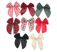 ULTECHNOVO 8pcs Festive Christmas Bow Hair Clip with Classic Plaid Pattern, Comfortable Cloth and Metal Material, Secure Grip, for Holiday Season and Everyday Outings Random Color