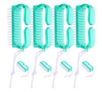 ULTECHNOVO 8Pcs Green Nail Cleaning Brushes for Manicure and Pedicure, Small Fingernail Scrub Brushes with Horn Handle for Dust Removal and Nail Care
