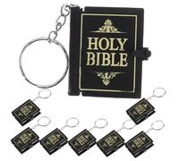 ULTECHNOVO 8pcs Miniature Bible Keychains Religious Elegant Metal Key Ring for Bags Backpacks and Keys Church Keepsakes and Decorations