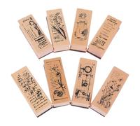 ULTECHNOVO 8pcs Wooden Letter Stamps Lightweight Synthetic Material with Decorative Patterns for Scrapbooking and Card Making Creative Craft Stamper Set