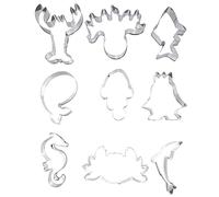 ULTECHNOVO 9pcs Animal Cookie Cutters and Egg Frying Molds Stainless Steel Fish Crab Penguin Whale Shark Shapes for Baking Pancakes Omelettes Breakfast Sandwiches