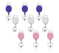 ULTECHNOVO 9pcs Oval Telescopic Retractable Badge Holder Id Card Clip Reel for Staff School Use Strong Spring and Extendable Cord