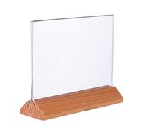 ULTECHNOVO A6 Clear Blank Acrylic Sign Holder with Wooden Base Table Place Card Stand Menu Number Display Holder for Wedding Business