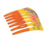 ULTECHNOVO Acrylic 7-tooth U Shaped French Twist Hair Side Comb with Vintage Peony Floral Pattern for Efficient Styling and Secure Updo Support, for Cultural Photography and Casual Occasions