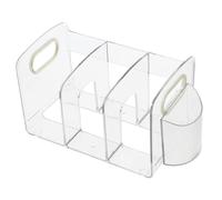ULTECHNOVO Acrylic Document Rack Desktop Organizer with Transparent Compartments and Pen Holder Space Saving Bookshelf for Office School Bedroom File Storage and Book Stand for Desk