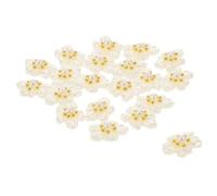 ULTECHNOVO Acrylic Pearl Flower for Easy Application Nail Charms 20pcs with Beads White Elegant and Sophisticated Nail Jewels Charms Suitable for Party and Daily Style