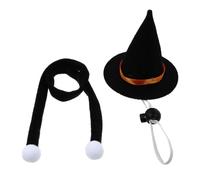 ULTECHNOVO Adjustable Black Witch Pet Hat and Neck Scarf Set for Cats and Dogs, Soft Cloth Material, Comfortable Fit that Won't Hurt Pets Skin, for Halloween and Party Costumes