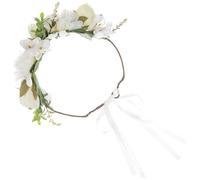 ULTECHNOVO Adjustable Fabric and Plastic Flower Crown Headband with Resisting Fading and Breakage Features, Romantic Floral Hair Accessories for Wedding and Photo Scenarios