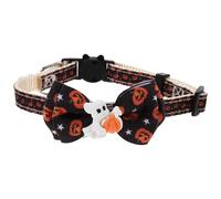ULTECHNOVO Adjustable Halloween Themed Cat Collar with Bow Tie for Long-haired Cats, Polyester Pet Neck Decoration Suitable for Party Fashion, Neck Circumference 18-32cm