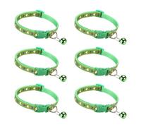 ULTECHNOVO Adjustable Pet Bell Collars Stylish Decorative Collars 6pcs for Dogs and Cats with Breakaway Safety Buckle, Green Pvc and Pp Material for Photo Shoot and Pet Parties