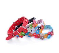 ULTECHNOVO Adjustable Pink Flower Pet Collar for Puppy and Cat, Sturdy Pu Material with Decorative Flowers and Comfortable Wear, for Daily Use