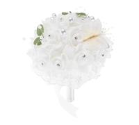 ULTECHNOVO Artificial Wedding Roses Hand Bouquet with Pearls Lightweight Bridal Bouquet for Bridesmaids Indoor Outdoor Versatile Floral Arrangement for Weddings Photography Church Events