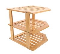 ULTECHNOVO Bamboo 3-tier Corner Rack for Kitchen Bowl and Plate Storage, Large Capacity Organizer with Stylish Khaki Finish, Efficient Space-saving Shelf for Counter and Cabinet