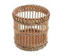 ULTECHNOVO Bamboo Large Kitchen Utensil Holder Fork Spoon Organizer Compact Breathable Woven Structure Wooden Base Kitchen Countertop Storage 4.72x4.72x4.72in Stylish Unique