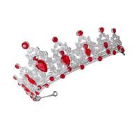 ULTECHNOVO Baroque Queen Tiara Headband Silver Red Rhinestone for Wedding Bride Friends Special Occasions