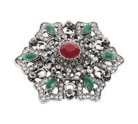 ULTECHNOVO Baroque Vintage Brooch Pin for Women Hexagonal Alloy Holiday Brooch with Intricate Hollow Design Standout Accessory for Formal Events and Winter Celebrations