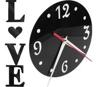 ULTECHNOVO Battery Powered Love Heart DIY Wall Clock with Acrylic Material, Black Stylish 3d Decorative Clock for Living Room Installation