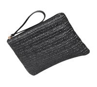 ULTECHNOVO Black Polyester Woven Coin Purse with Zipper, Lightweight and Reusable Small Wallet for Women, for Shopping and Travel, Simple Minimalist Design
