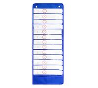 ULTECHNOVO Blue Daily Schedule Pocket Chart with 18 Reusable Dry-erase Double-sided Cards Made of Oxford Cloth and Pet, Visual Scheduling Tool for Special Education and Homeschool Use