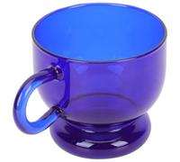 ULTECHNOVO Blue Glass Coffee Mug, Vintage Pedestal Beverage Cup with Ergonomic Handle, Heat Resistant Cobalt Glassware for Latte, Tea, Juice, Decorative Water Mug for Home Office Party