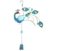 ULTECHNOVO Blue Peacock Wind Chime Garden Pendant Made of Iron and Glass with Beautiful Painting for Outdoor Backyard Decorative and Relaxing Ornament