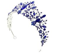 ULTECHNOVO Blue Rhinestone Crown Crystal Tiara Baroque Bridal Hair Accessories for Wedding Birthday Party