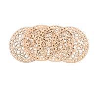 ULTECHNOVO Bottoms Circle 4pcs with Unique Hollow Wooden Basket Round Carved Design Sturdy Beige Shape Bases, and for Crochet, Knitting, Basket and Purse Making, for Handicraft