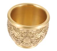ULTECHNOVO Brass Fortune Basin with Dragon Pattern Chinese Style Treasure Bowl for Home Office Decor Multipurpose Tone Tabletop Adornment Artistic Craftsmanship for Wealth and Luck Medium