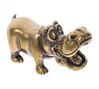 ULTECHNOVO Brass Hippo Statue Desktop Decor with Good Stability, Unique and Novelty Hippo Shaped Figurine for Indoor Display, Elegant Brass Animal Decoration for Home or Office