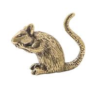 ULTECHNOVO Brass Mouse Figurine Miniature Rat Statue Lucky Charm Tea Pet Ornament for Wealth & Wisdom Chinese Feng Shui Metal Animal for Home Office Desk Decor Year of the Rat Gift