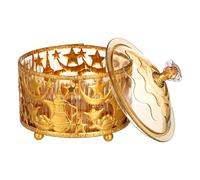 ULTECHNOVO Candy Bowl Dessert Holder Round Elegant Unique Design Plastic Iron Reusable Easy to Clean Golden Party Snack Tray Eid Mubarak Centerpiece for Family Gatherings