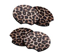 ULTECHNOVO Car Cup Pad Leopard Print 4Pcs Heat Resistant Non-Slip Coasters for Vehicle Drink Holders Suitable for Cup Types