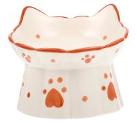 ULTECHNOVO Cat Feeding Bowl Not Easy to Knock Ceramic Elevated with Neck Protection and Cat Ear Shape Raised Pet Food Bowl and Stands Firmly for Home Decoration