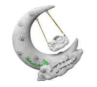 ULTECHNOVO Cat Moon Shaped Gravestone Resin Memorial Stone Creative Adorable Garden Accessory Indoor Use Synthetic Resin Material Cat Memorial Stone for Garden Lover