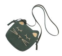 ULTECHNOVO Cat Shoulder Bag Purse Fashionable Pu Leather Multi-functional Design Adorable Mini Cat Shape Storage Pouch for Little Girl Everyday Use Green