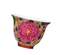 ULTECHNOVO Ceramic Cloisonné Enamel Tea Cup 55ml with Flower Pattern, Decorative Porcelain Teaware for Gongfu Tea Ceremony and Household Use