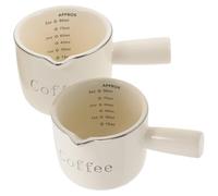 ULTECHNOVO Ceramic Jug Set Creamer Pitchers 2pcs with Handle and Scale, 90ml Capacity Beige Colour, Simple Design with Sl nd Smooth Appearance for Home and Bars