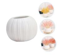 ULTECHNOVO Ceramic Pumpkin Shaped Vase Simple Artistic Flower Vase Decor Modern White Planter for Tabletop Hydroponic Plants and Dried Flower Arrangements