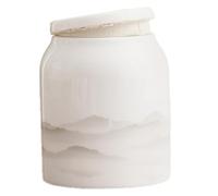 ULTECHNOVO Ceramic Tea Canister with Lid for Loose Leaf Tea Storage, White Porcelain Jar with Portable Design and Elegant Texture, for Home Decoration and Office Use