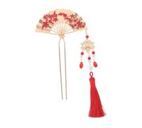 ULTECHNOVO Chinese Handmade Enamel Hairpin with Tassel Design Traditional Metal Flower Chopsticks for Women Elegant Wedding Hair Accessories Oriental Charm for Festive Events