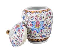 ULTECHNOVO Chinese Style Vintage Enamel Ceramic Loose Tea Container with Airtight Lid Multi Functional Food Storage Canister for Candy Dried Fruit Snacks Home Decorative Storage Jar