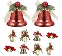 ULTECHNOVO Christmas Flower Bow Decor 10Pcs Plastic DIY Crafts Material with Bells for Xmas Tree Hanging Ornament for Weddings